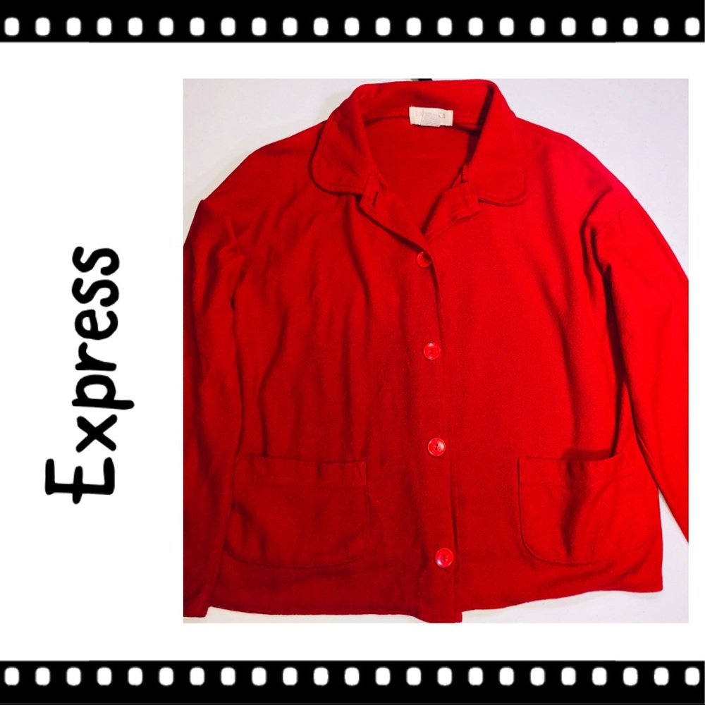 Express Medium Red Button Down Dress Jacket - image 1